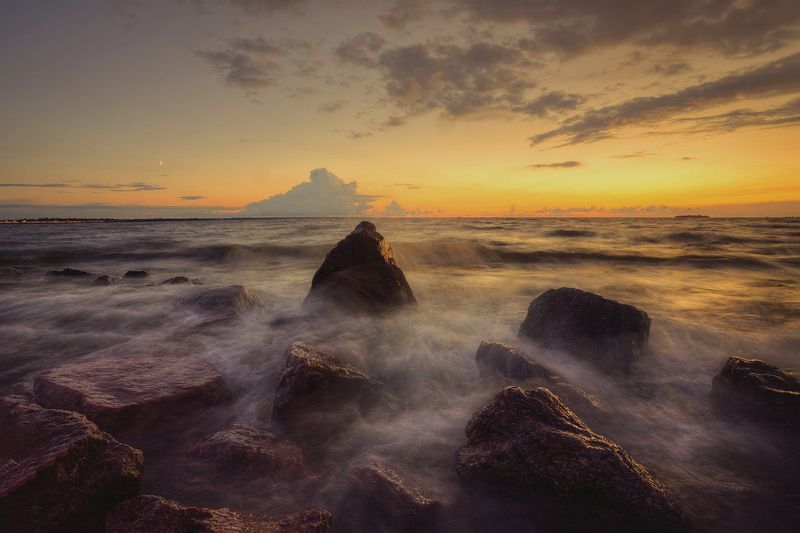 закат, волны, вечер, залив Закат на Финском заливеphoto preview