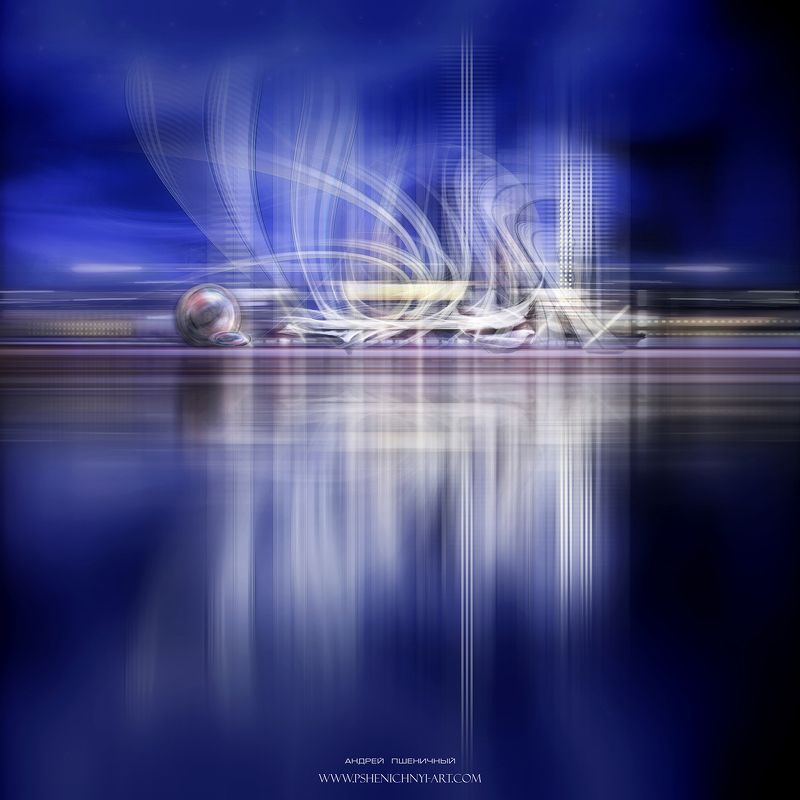 ночной город, фантастика, концепт, отражение, вертикаль, архитектура, будущее, свет, структура, вода Город у водыphoto preview