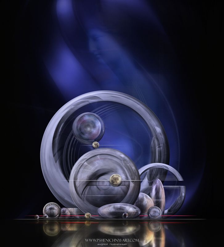 фантастика, будущее, концепт, сферы, гармония, скульптура, архитектура, пейзаж, ночь,отражение Музыка сферphoto preview