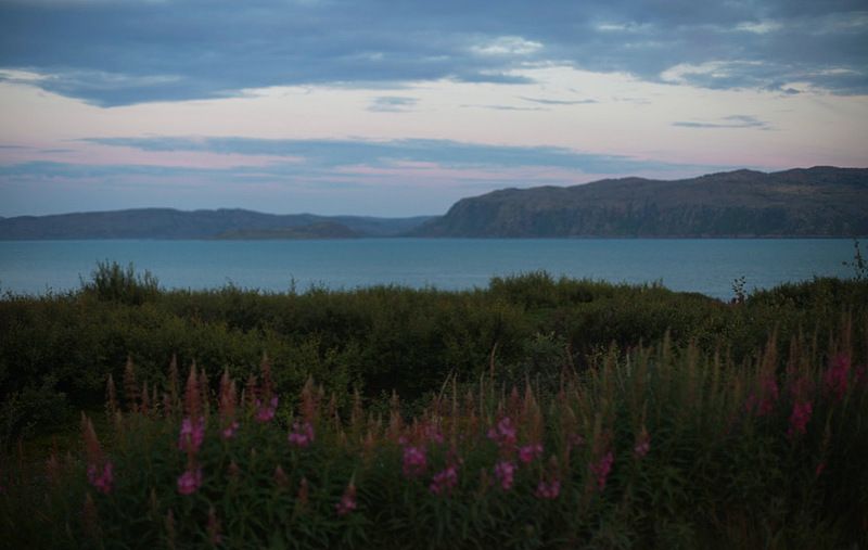 полуостров, закат, северный ледовитый океан, вода, бирюза, зелень Краски закатаphoto preview