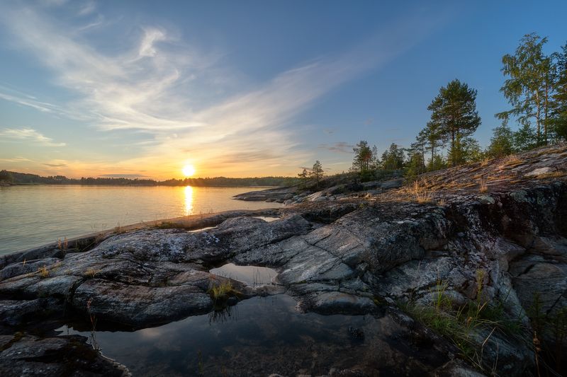 ладога, шхеры, карелия, закат закат на шхерахphoto preview