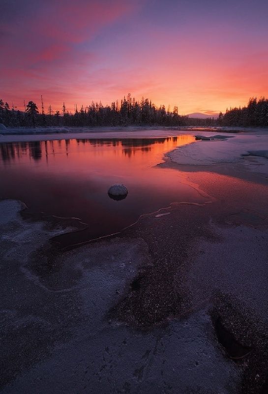 кольский, мурманская, кандалакша, колвица, река, зима, снег Зимний вечерphoto preview