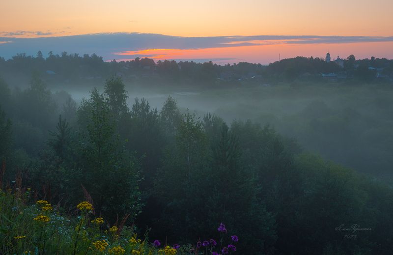 кологрив, пейзаж, костромская область, рассвет, заря, утро, туман, костромскаяобласть На зареphoto preview
