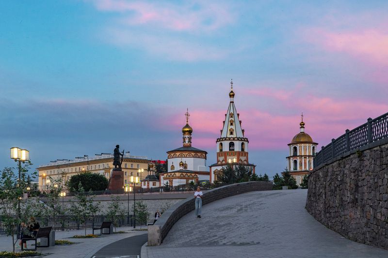 иркутск, ангара, набережная Богоявленский собор в Иркутскеphoto preview