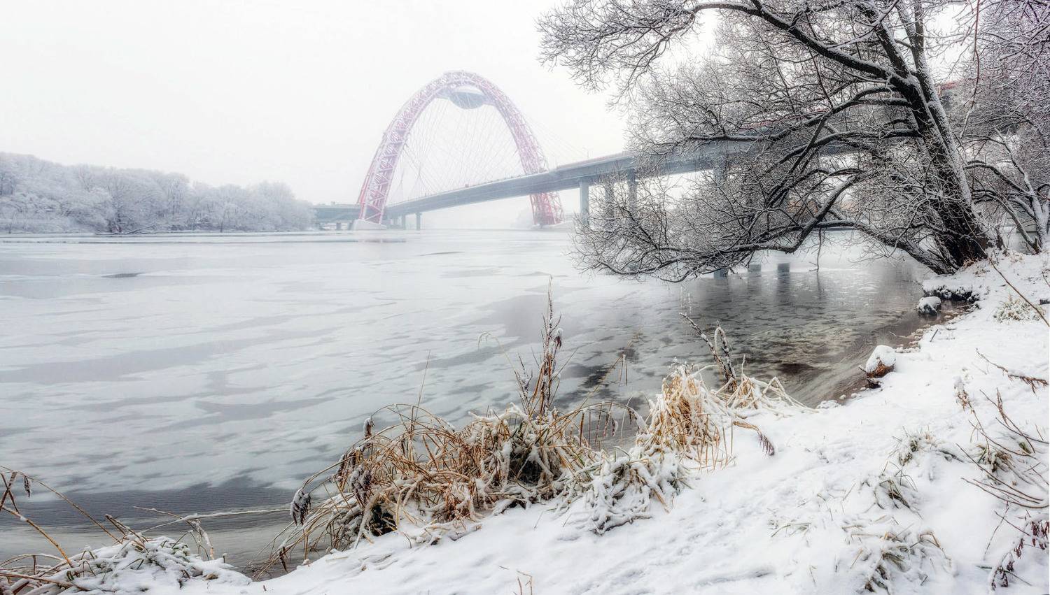 зима, москва, река, мост, живописный, Виктор Климкин