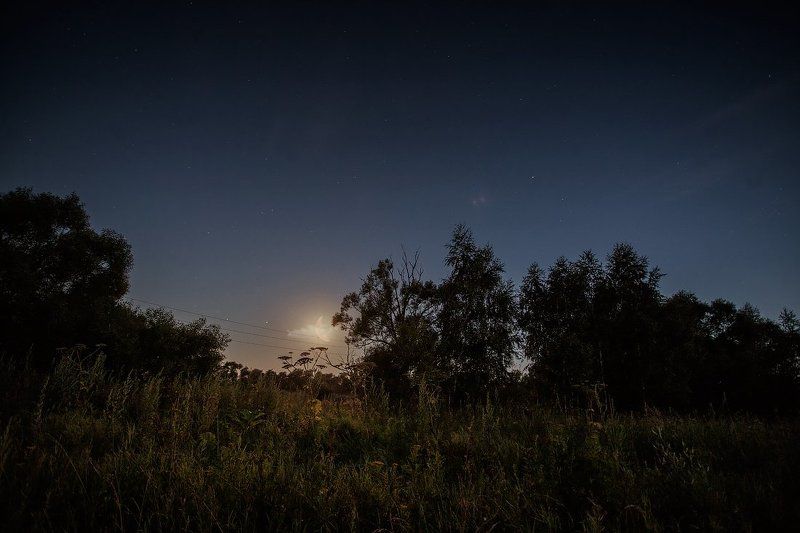 Ночь Ока лето река деревня звезды Ночь на Океphoto preview