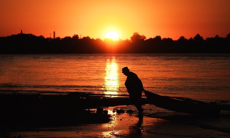 Вода, Закат, Лодка, Нева, Санкт-петербург, Солнце, Человек ***photo preview