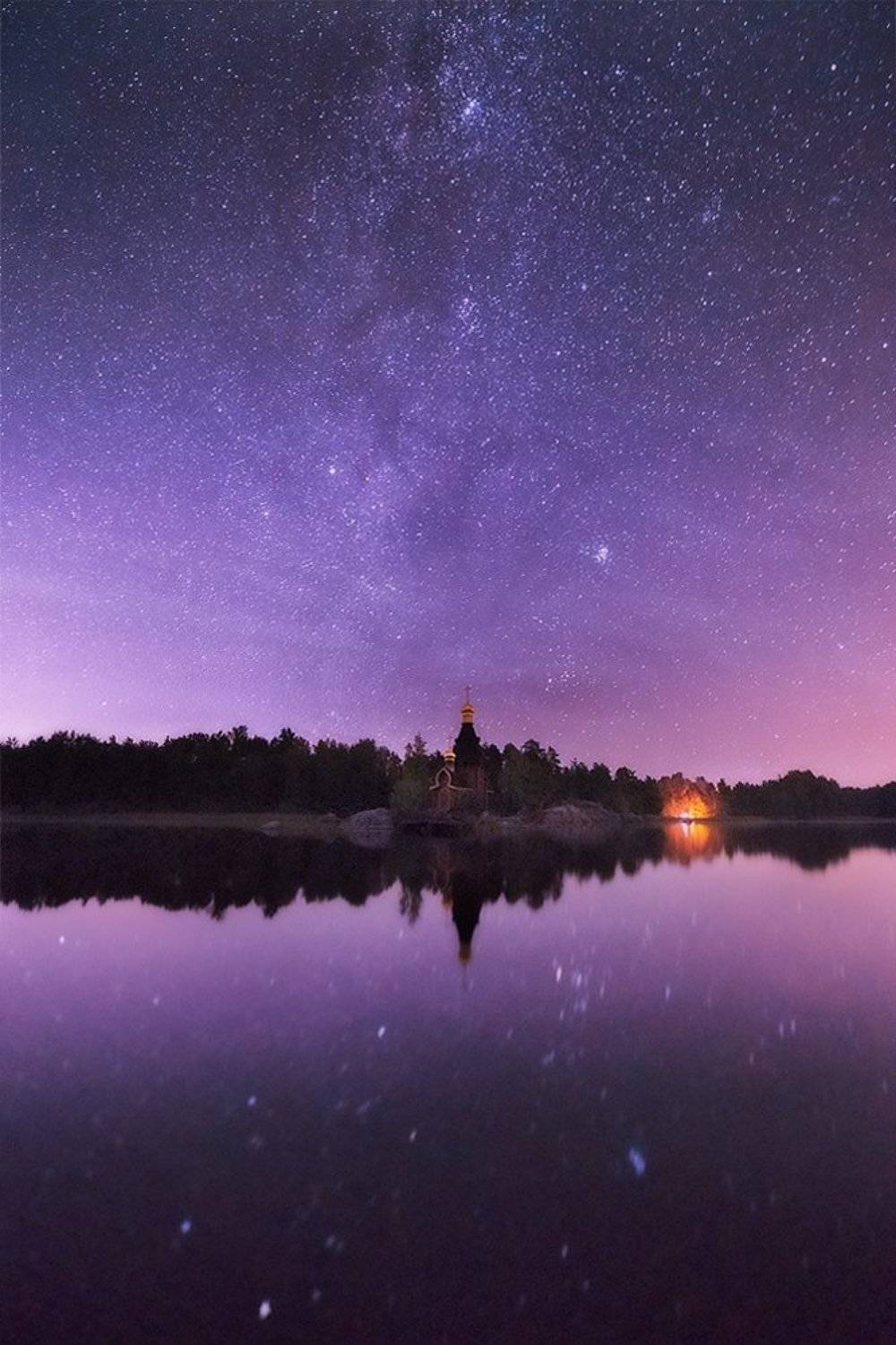 Вуокса, Звезды, Ленинградская область, Ночь, Церковь, Сергей Лукс