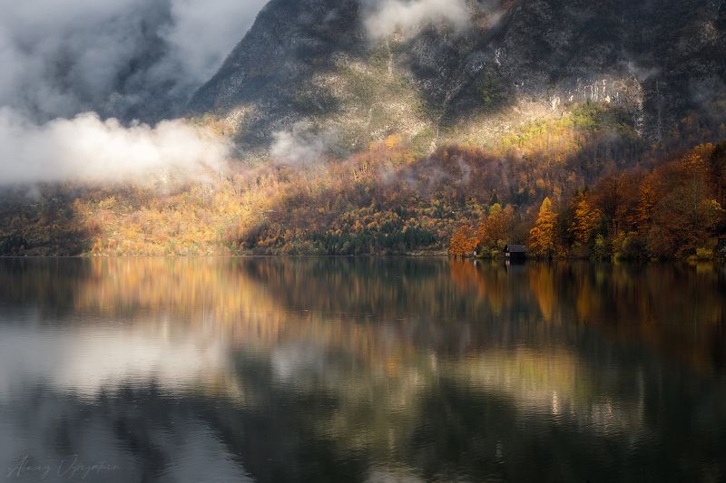 slovenia, outdoor, autumn, fog, white, mountains, trees, travel, topview ***photo preview
