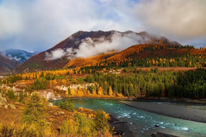 Осень, слияние Урсул и Катунь фото превью