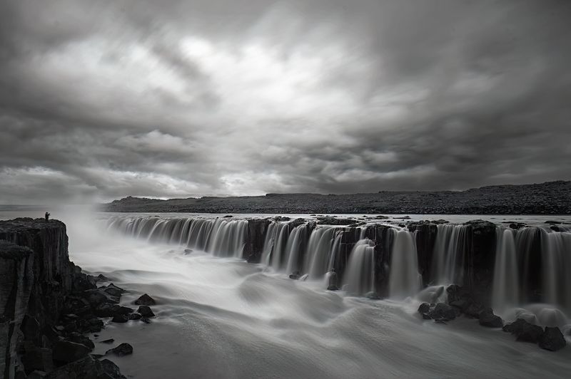 Selfoss, Iceland, black and white, landscape, waterfalls  Selfoss, Icelandphoto preview