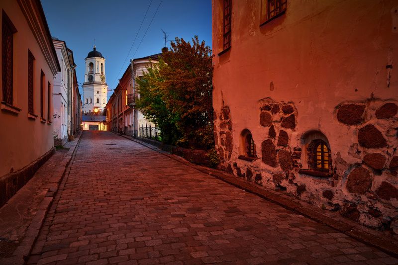 выборг, белая ночь, часовая башня, улочка, На Водной Заставеphoto preview