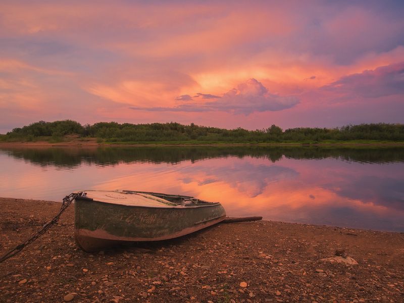 печора, коми, вечер На вечерней Печореphoto preview