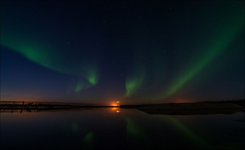 Пейзаж, Река, Северное сияние, ЯНАО Северная  Аврораphoto preview