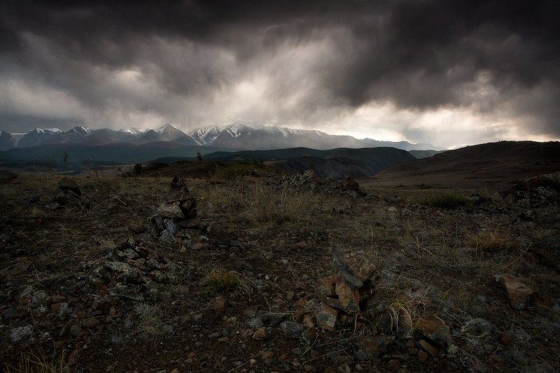 Алтай, Горы, Камни, Небо, Пейзаж, Погода, Природа, Путешествия, Россия, Северо-чуйский, Сибирь, Туризм, Тучи Суровый крайphoto preview