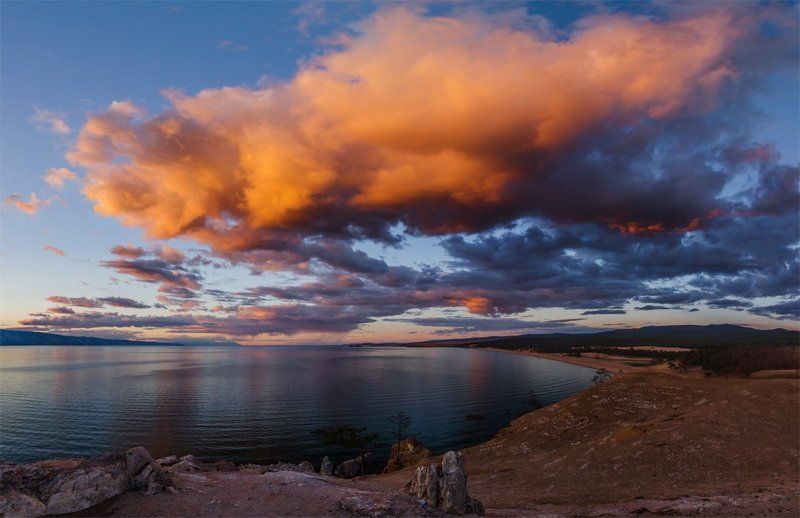 Байкал, Берег, Закат, Небо, Облака, Озеро, Пейзаж, Природа, Путешествие Облачкоphoto preview