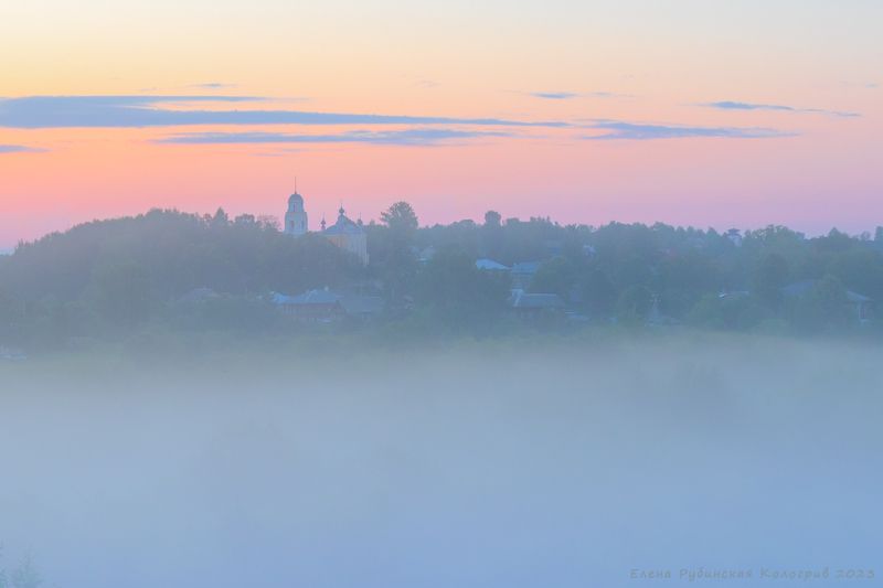 кологрив, костромскаяобласть, костромская область, туман, утро, рассвет,церковь На том берегуphoto preview