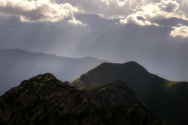 Россия, КЧР, Кавказ, горы, вечер, облака, загедан,  Горными тропами Кавказа фото превью