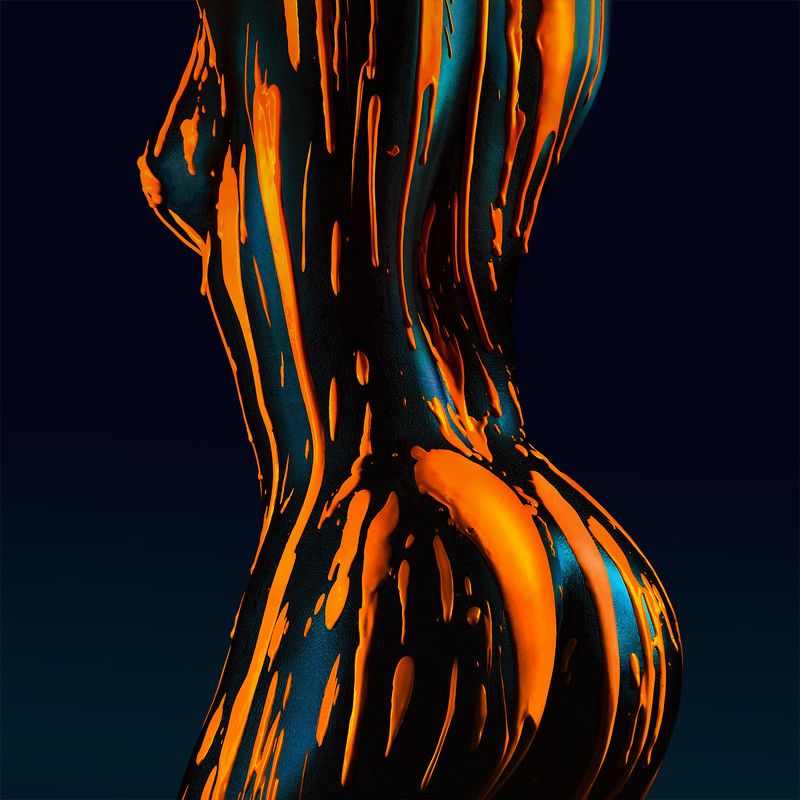 nude,orange, bodyart, back, back, hips, booty, butt, model, sexy, photoart, abstract, painting, bodypaint, bodyscape, erotic liquid orangephoto preview