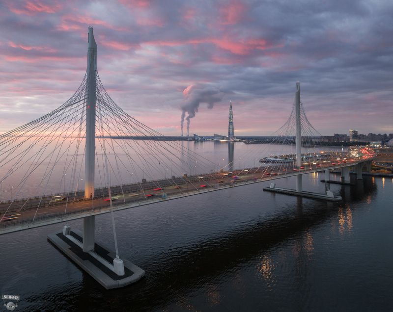 Мост ЗСД через Петровский фарватер, Лахта Центрphoto preview