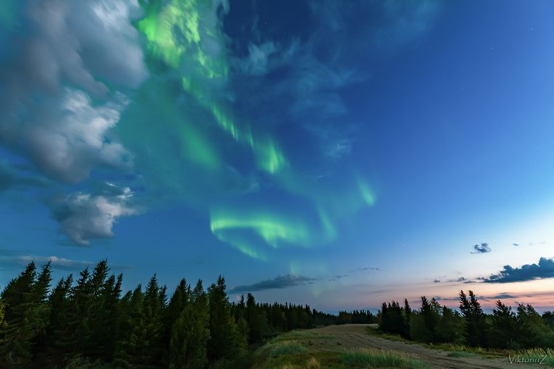 северное сияние, полярное сияние, заполярье, aurora borealis, polar lights Летнее.photo preview