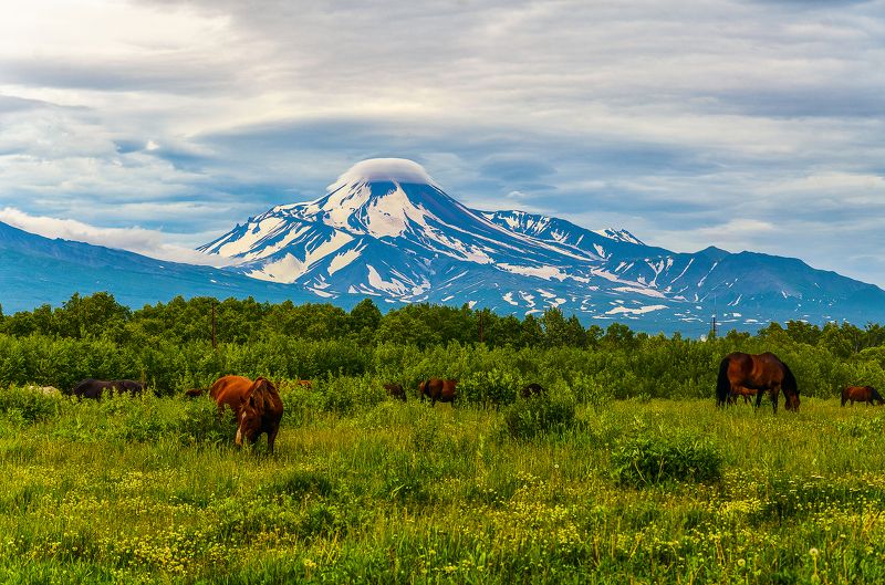 камчатка горы облака камчатский релаксphoto preview