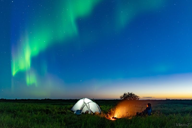 северное сияние, полярное сияние, заполярье, aurora borealis, polar lights После рыбалки.photo preview