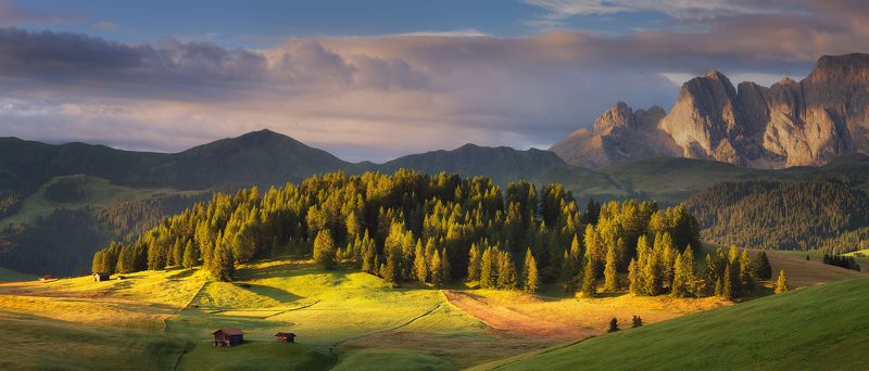 alpe di siusi, seiser alm, south tyrol, dolomites, italy, morning, sunrise, light, горы, лето Утренний светphoto preview