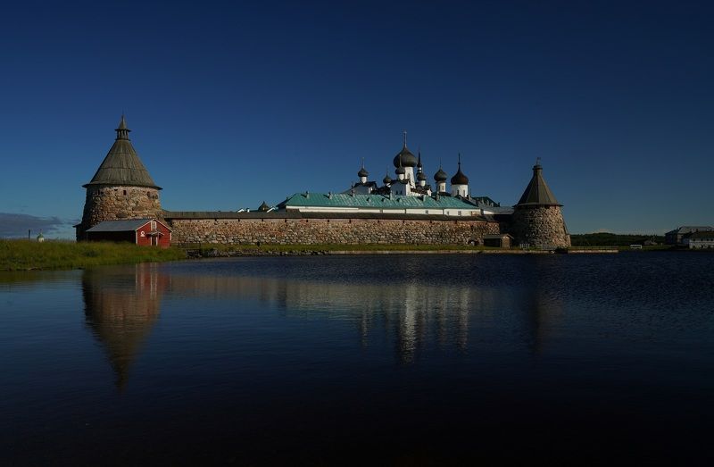 shore, monastery, fortress, reflection, sea, island, sky, summer, landscape, horizon, temple, bastion, symbol Morningphoto preview