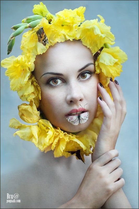 девушка, лето, цветы, бабочки ЛЕтоphoto preview