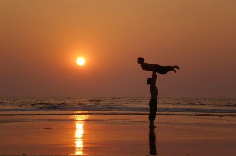 acroyoga ,goa, sunset, акройога, гоа, закат photo preview