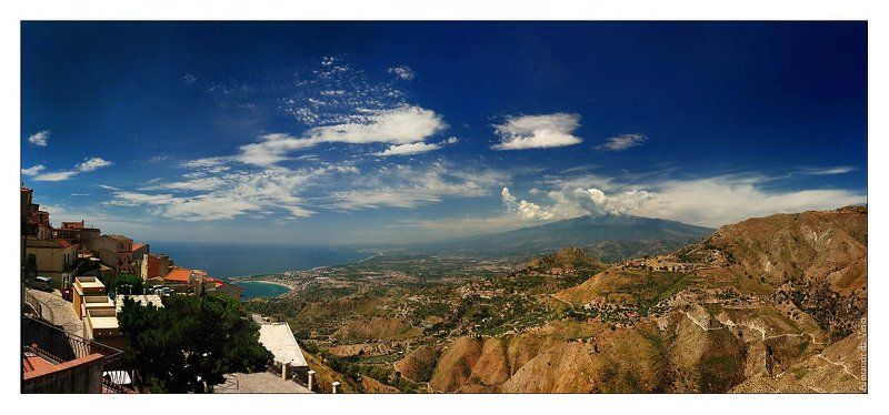 таормина, вид, этна, сицилия, вулкан, италия Вид на красавицу Этнуphoto preview