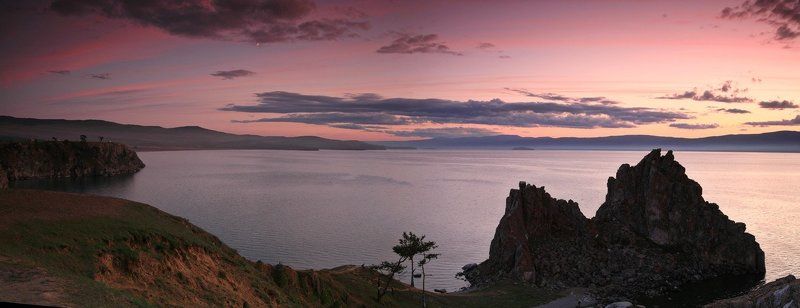 байкал, ольхон, закат Байкал в розовомphoto preview