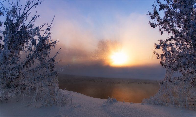 зима, снег, лед, холод, мороз, пар, река, свет, клязьма, сони В ледяном царствеphoto preview