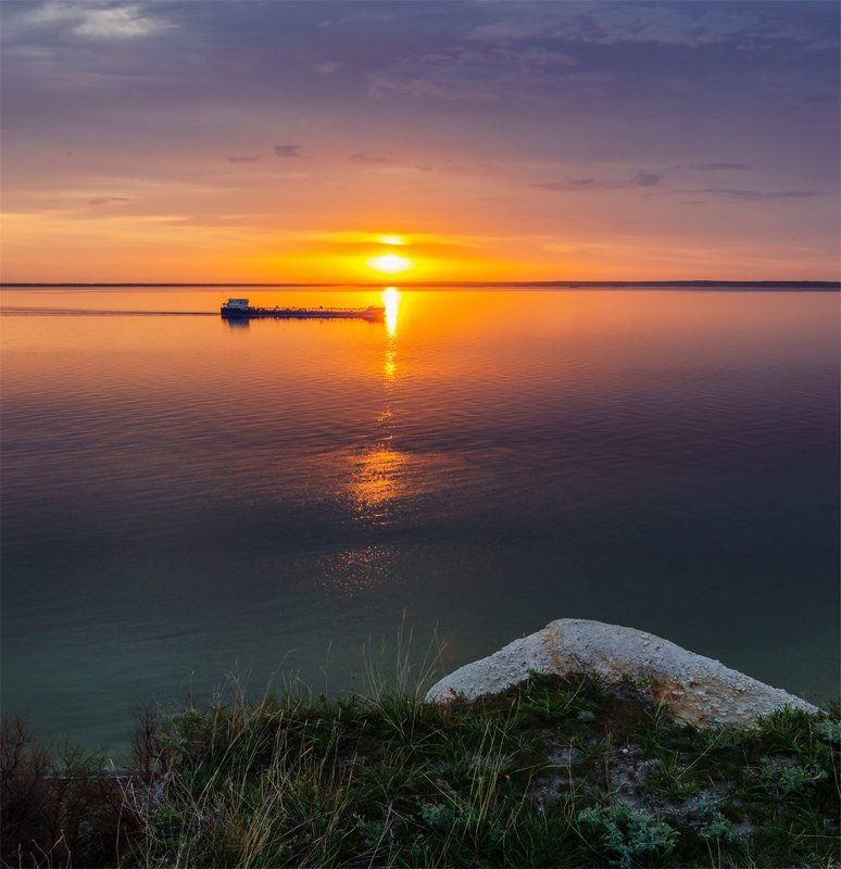 природа, пейзаж, река, волга, восход, берег, утро, рассвет, весна, панорама, Восход над Волгойphoto preview