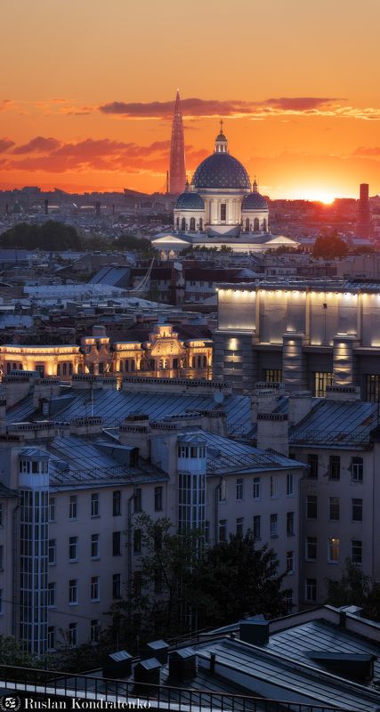 санкт-петербург, закат, троицкий собор, лахта-центр, лахта, небоскреб, прострел, композитная фотография, time blending Верторама Питераphoto preview