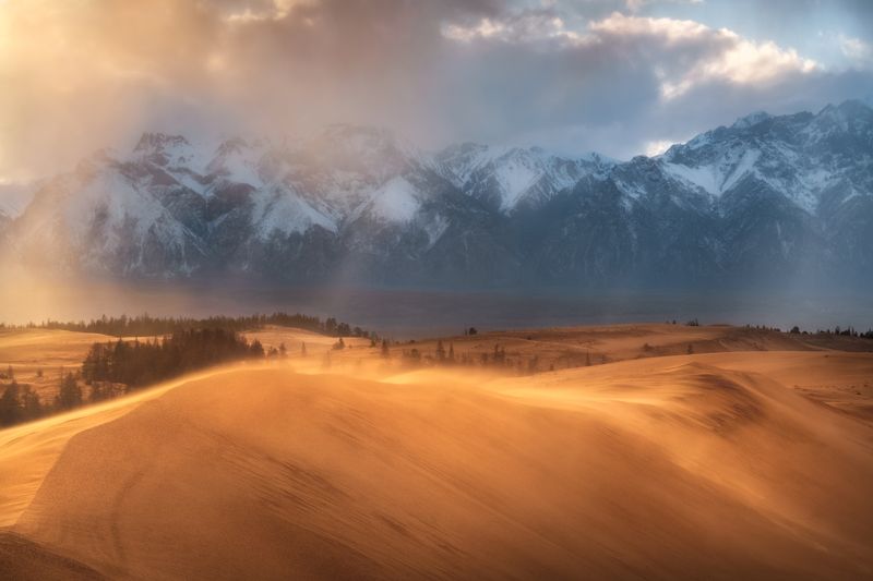 Чарская пустыня, Чара, пейзаж, дождь, mountains, Кодар, пустыня, горы, Забайкалье, бархан, песок, landscape, desert Бархатный барханphoto preview