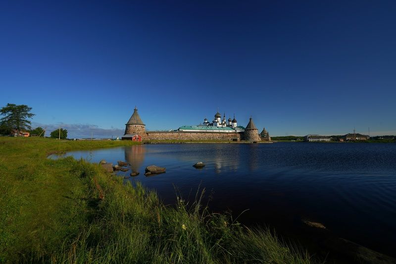 shore, monastery, fortress, reflection, sea, island, sky, summer, landscape, horizon, temple, bastion, symbol Morningphoto preview