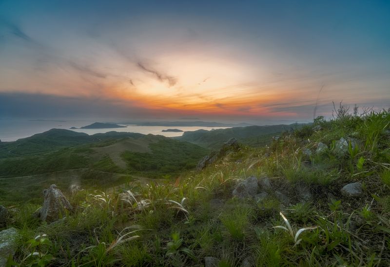 Приморье, Владивосток, Гамова, Витязь, гора, закат, природа, Японское море, Змеиная сопкаphoto preview