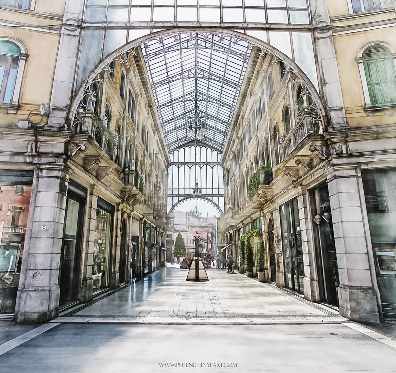 архитектура, арка, италия, местре, городской пейзаж, галарея, история, наследие Солнечный Местреphoto preview