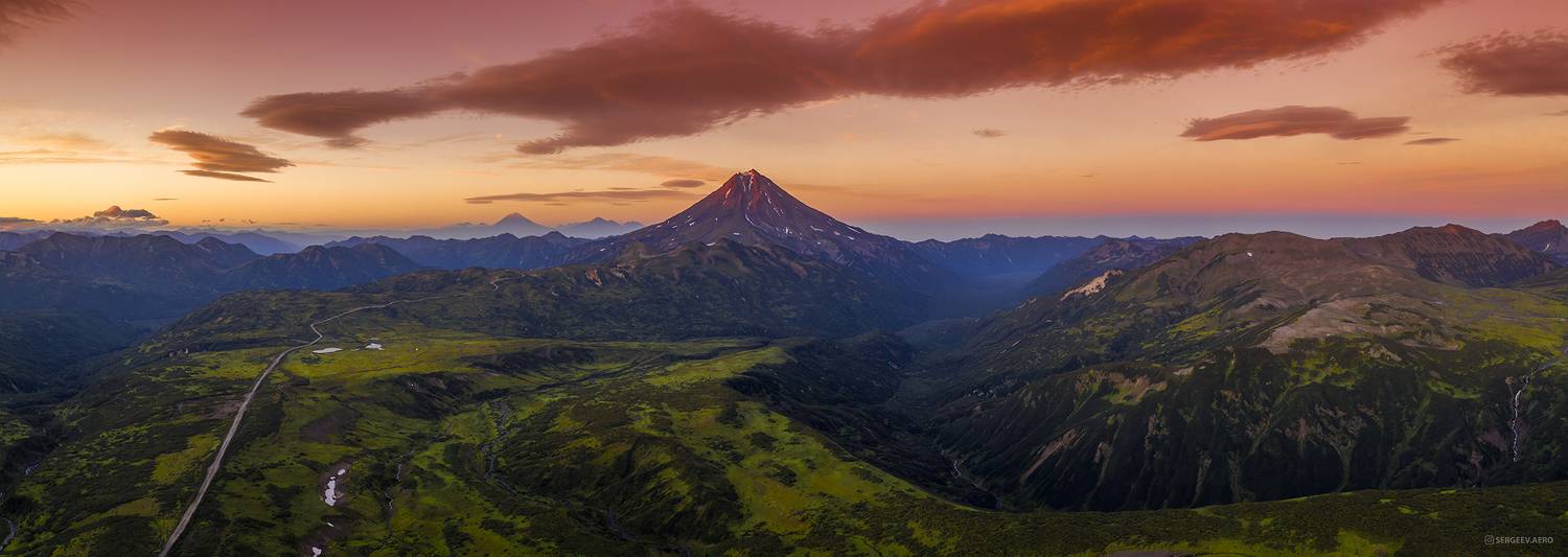 Вечерняя безмятежность | Evening calm. Автор: Сергеев Кирилл вулкан, панорама, камчатка, вилючинский, вечер, квадрокоптер, камчатский край, дальний восток, вулкан вилючинский, пейзаж, полуостров камчатка, природа, дрон, россия, volcano, panorama, kamchatka, evening, quadcopter, far east, Сергеев Кирилл