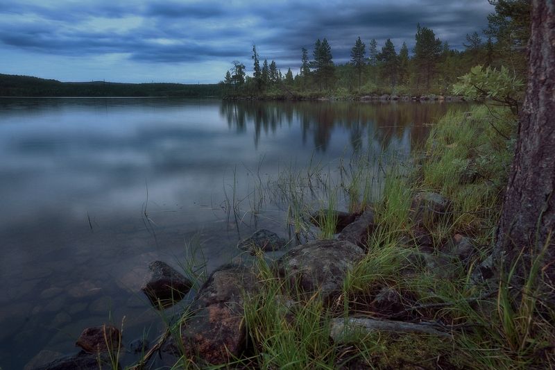 Кольский, природа, пейзаж, ночная съемка, длинная выдержка Ночуя на берегуphoto preview