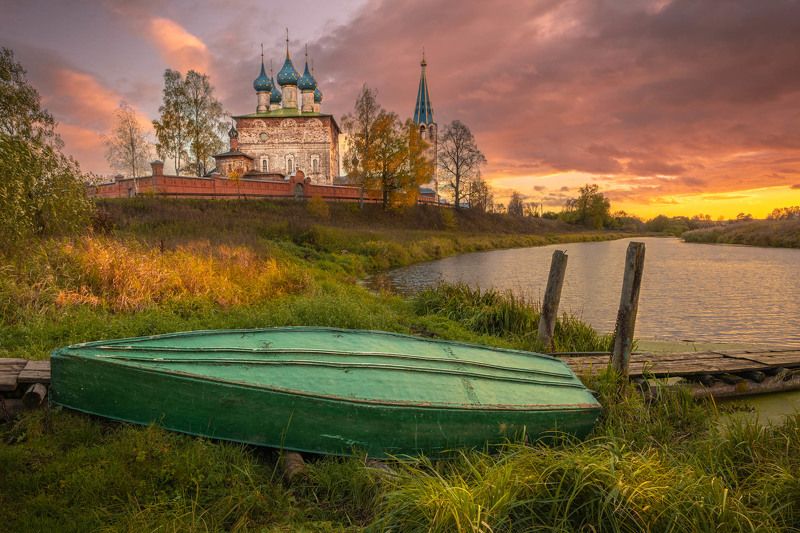 Дунилово, осень, лодка, закат  photo preview