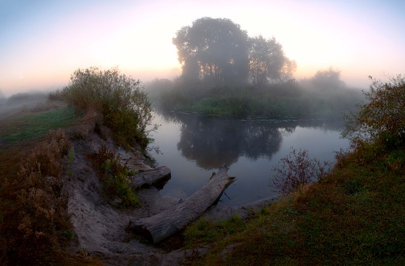 воронеж, боровое, усманка, туман, рассвет, синий час, река, пейзаж, воронежская область, сентябрь *photo preview