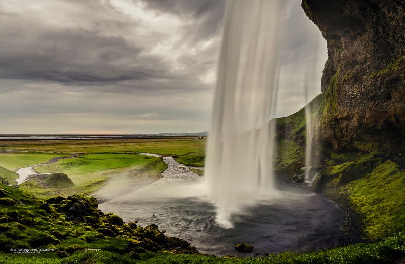 Seljalandsfoss, Iceland, waterfall, landscape, summer, midnight sun, sky, clouds, water, green, nature, behind, storm, Seljalandsfossphoto preview