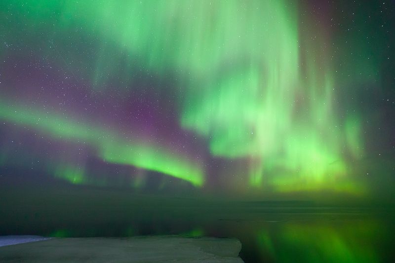 северное сияние, полярное сияние, ночь, пейзаж, озеро Glowphoto preview