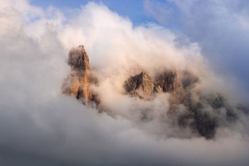 mountain, peaks, fog, clouds, Italy, Dolomites, rocks In the skyphoto preview