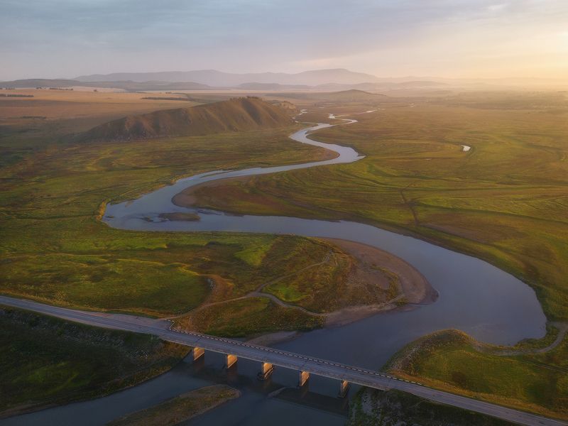 сибирь, красноярский край, сыда, река, краснотуранский район, лето, енисей Река Сыда на рассветеphoto preview