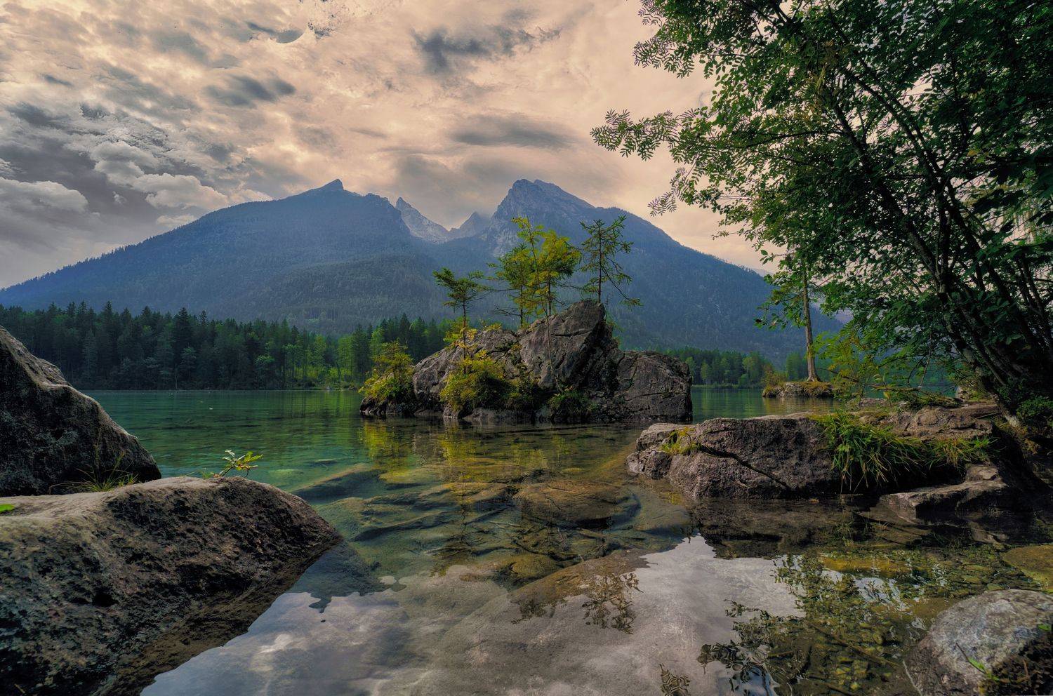 ramsau, hintersee, рамзау, озеро, облака, альпы,  VIktor