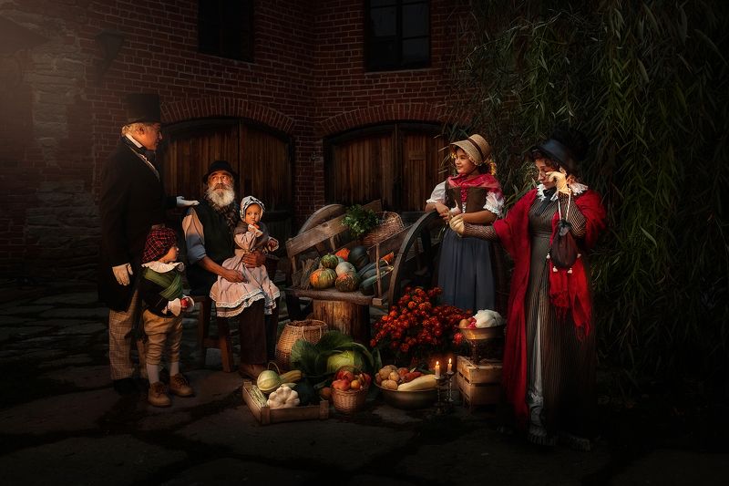 кино, история, историческая съемка, костюмы, винтаж, осень, на улице, 19 век Ночной рынокphoto preview